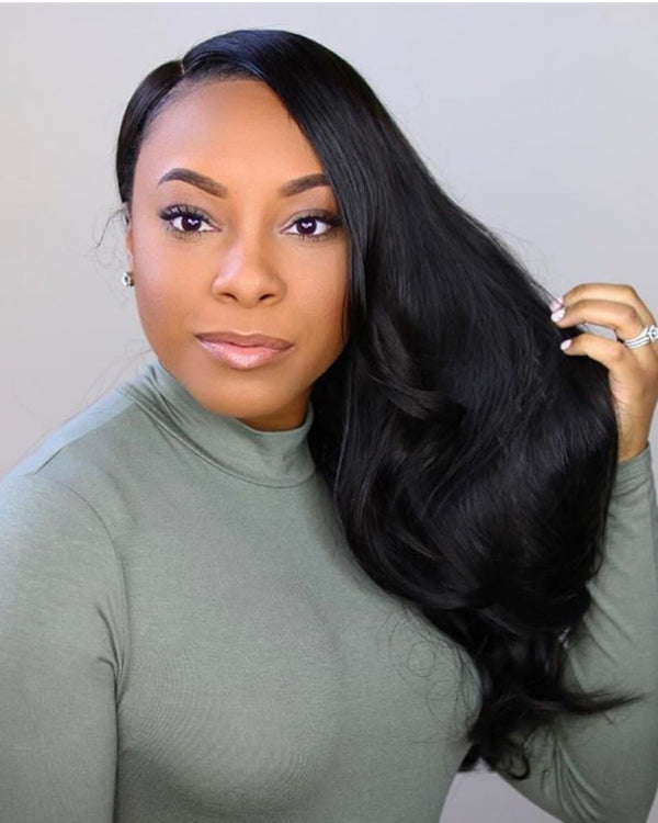 Customer wearing Fab Hair by Kaye Straight hair