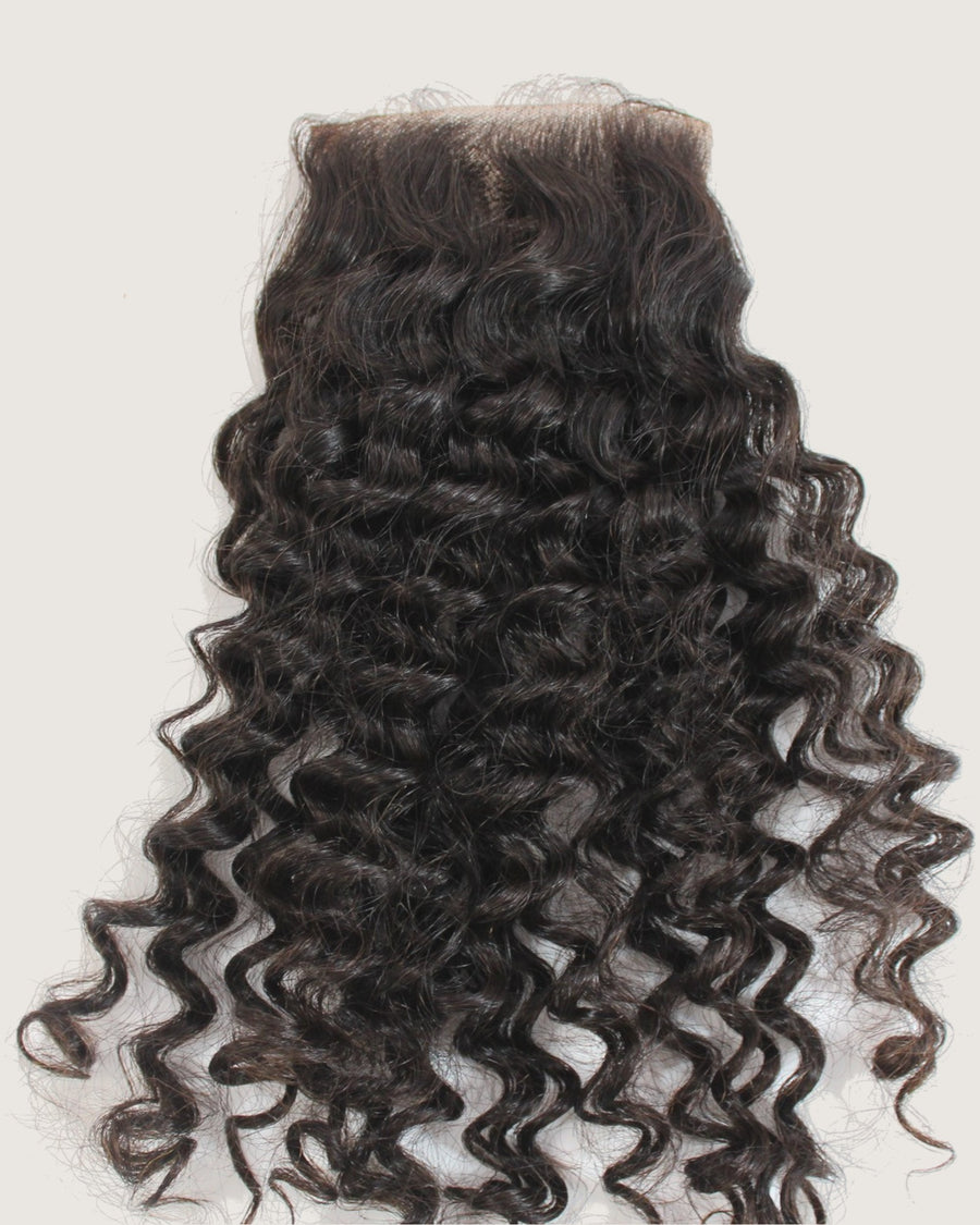 Tremé loose curly 4x4 transparent lace closure, virgin Brazilian hair