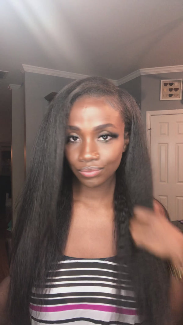 Virginia Kinky Straight install from Fab Hair by Kaye being styled