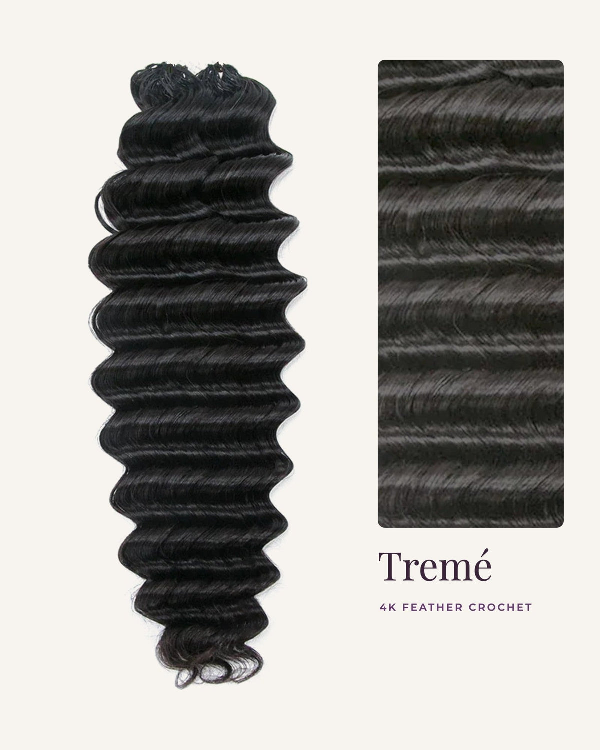 Tremé loose curly 4K Feather Crochet hair pack with a close-up of the curl texture