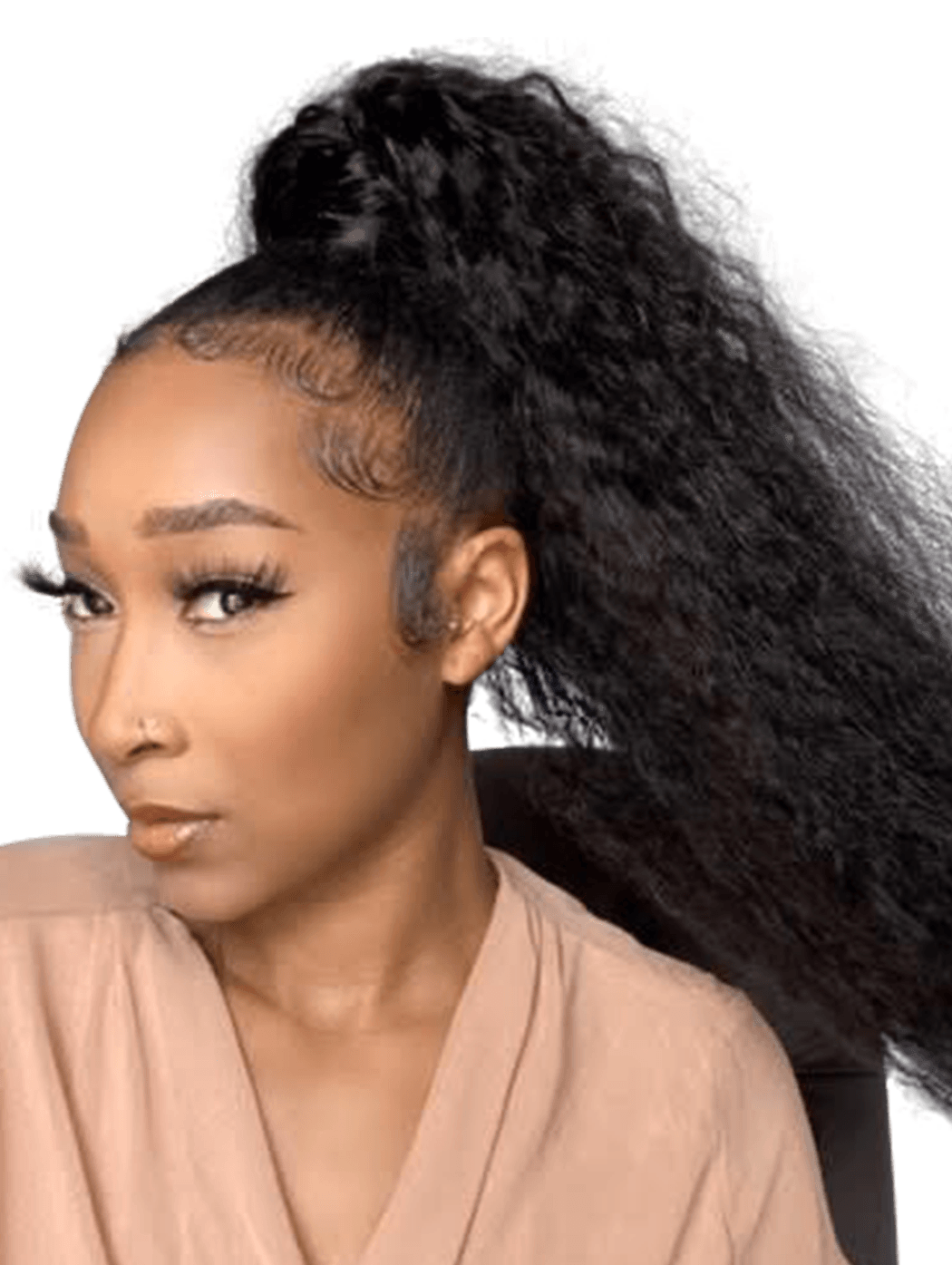 Kaye's Fab Instant Ponytail 100% Virgin Hair - Drawstring Ponytail - Blow out ( Kinky Straight) Loose wave Texture Wigs For Women - 12