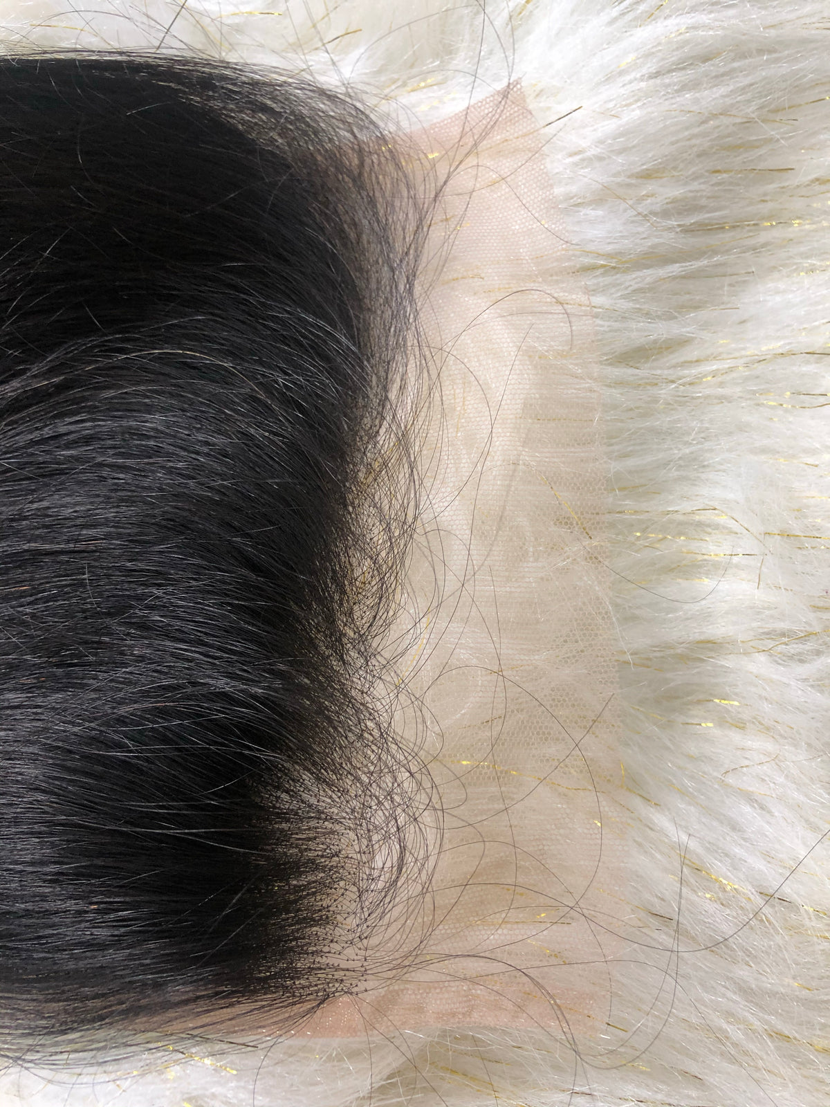 Ansley straight HD lace closure showing how the lace melts into a light background